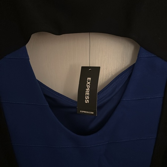 NWT Express Royal Blue & Black Color Block Cap Sleeve Cut Out Mini Dress- size 6 - Picture 8 of 8